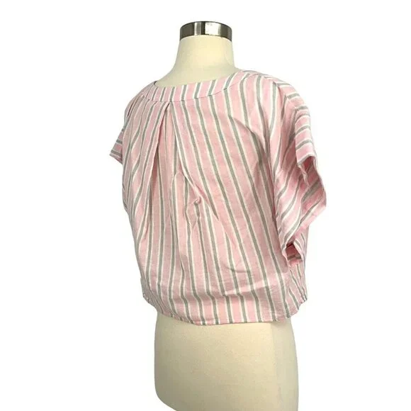 Mable Size S Sydney Square Neck Top & Skirt Set Pink Grey Stripe 100% Cotton - Picture 9 of 16